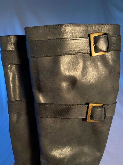 Ghete Fiorangelo din piele verde, toc cui, marimea 40, catarama dubla