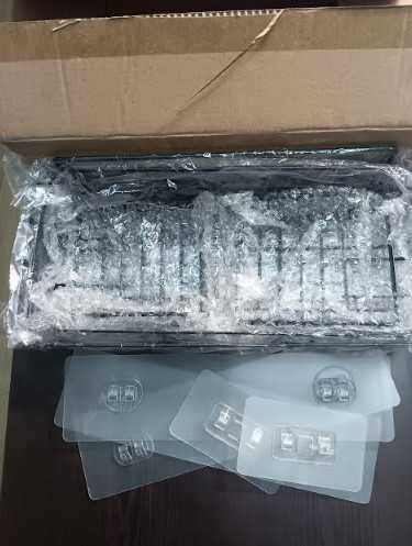 Комплект метални рафтове за душ / баня, 4 части (2 рафта + 2 сапунерки