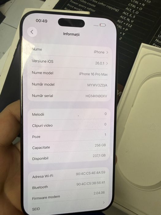 iPhone 16 Pro Max 256GB Baterie 96%