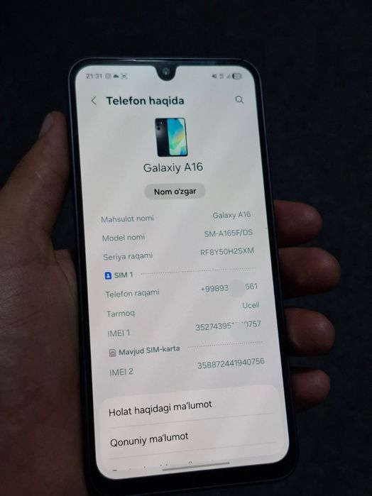 Galaxy A16 Holati ideal