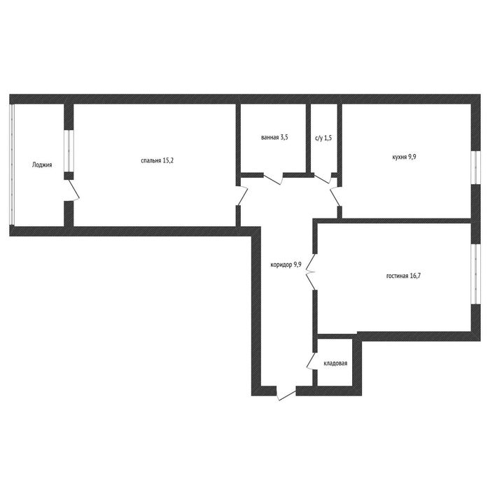 2-комн. квартира, 56,9м²