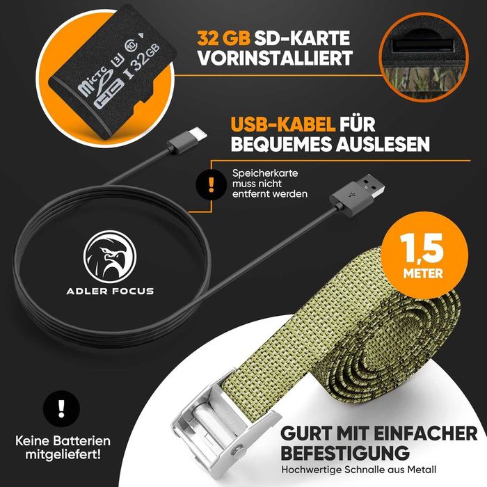 Камера за дива природа Adler Focus, 20MP Full HD с 32G карта памет