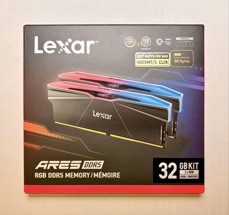Kit RAM Lexar DDR5 32GB 6000MHz CL28 2X16GB RGB Ares Nou, Garantie!