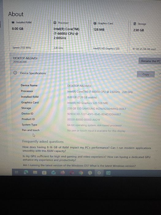 Lenovo ThinkPad T460s / i7 / 8GB RAM / 256GB SSD