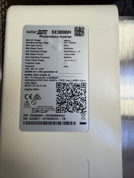Echipamente SolarEdge 3 kW – invertor + StorEdge + Smart Meter