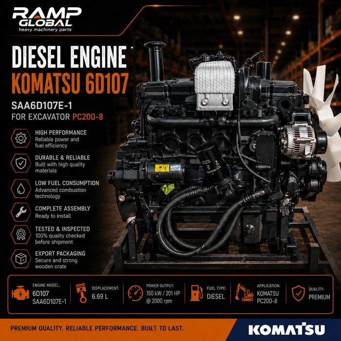 Двигатель Komatsu SAA6D107E-1 для PC200-8