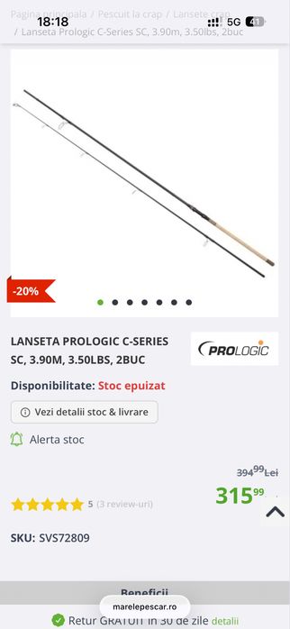 Vand 2 lansete crap de la prologic c series sc 3.90m 3.5 lbs