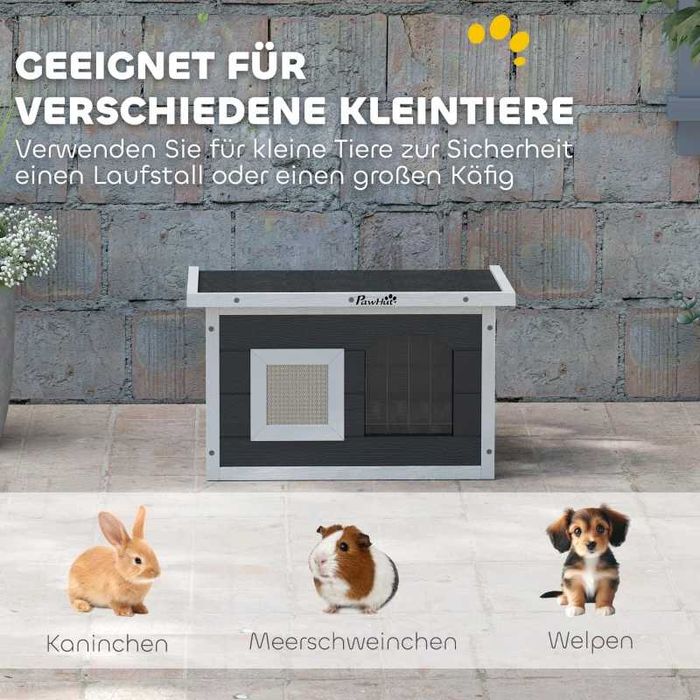 Къщичка за котки  и зайци PawHut с подложка за драскане, Врата с капак