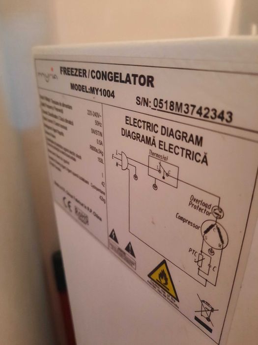 Congelator MYRIA MY1004, 153 l, H 142 cm, Clasa A+, alb