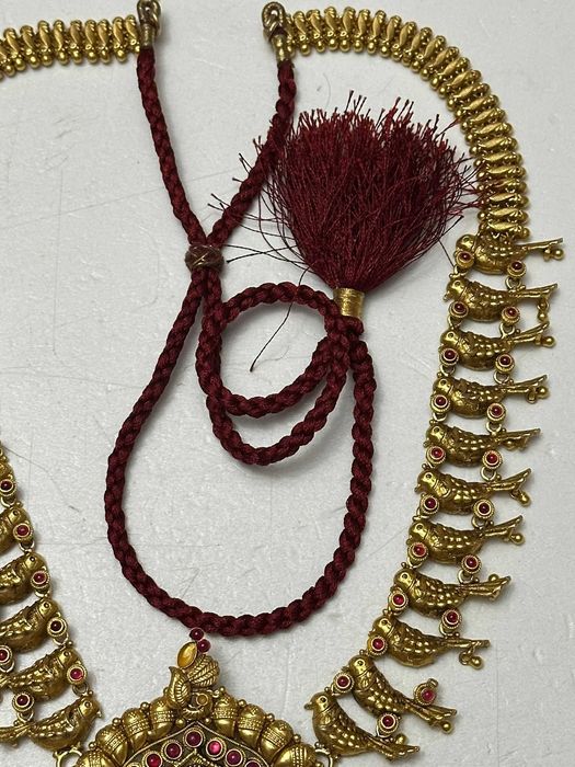 COLIER ARGINT 925 aurit + 76 Rubine - Traditional Indian - KAASUMALA !