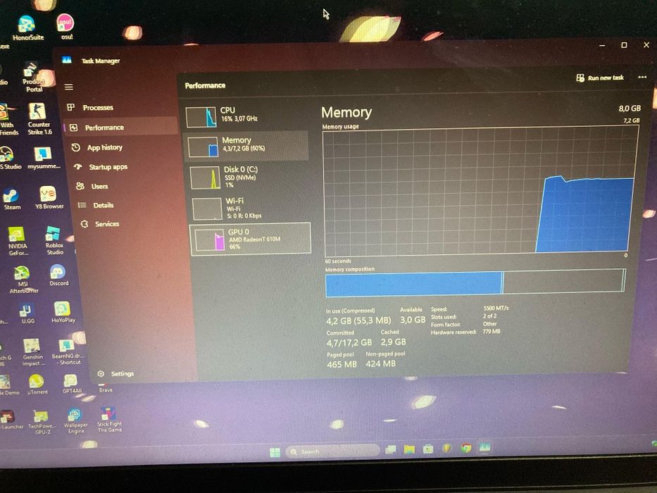 Laptop Lenovo Ryzen 3 7320u, 8GB Ram