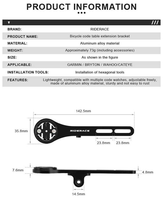 RIDERACE suport computer ghidon aero bicicleta aluminiu Garmin GoPro