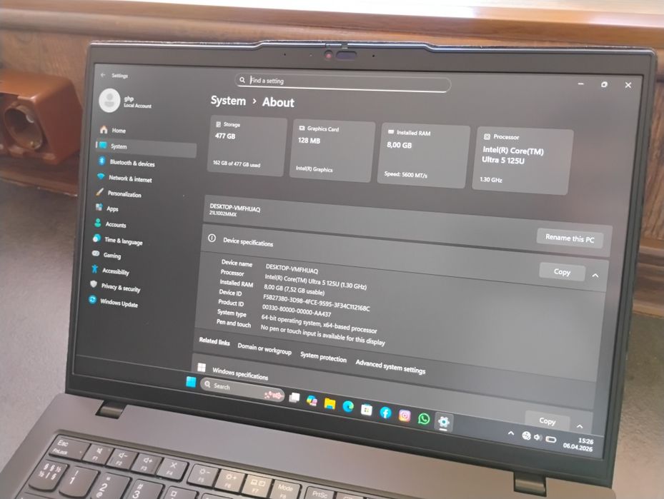 Laptop Lenovo - intel ultra 5 - Arc  - LTE - 5G