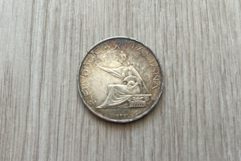 Moneda din argint 835 - 500 Lire 1961 Italia