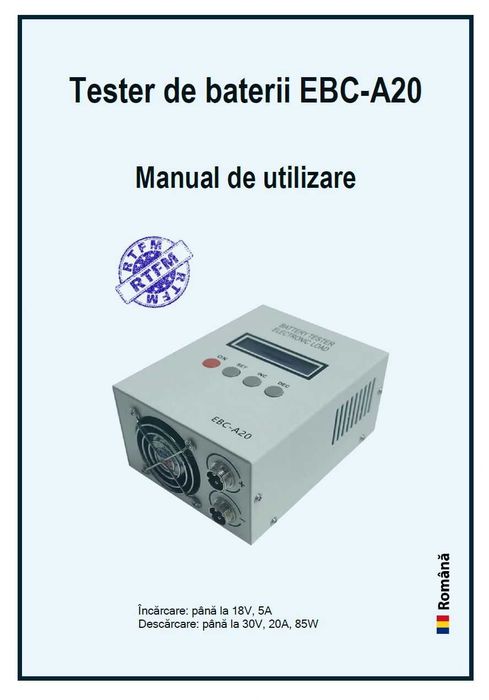 Tester de capacitate reală a bateriilor (scule, etc) EBC-A20 Încărcare 5A, descărcare 20A, 80W. Sarcină electronică