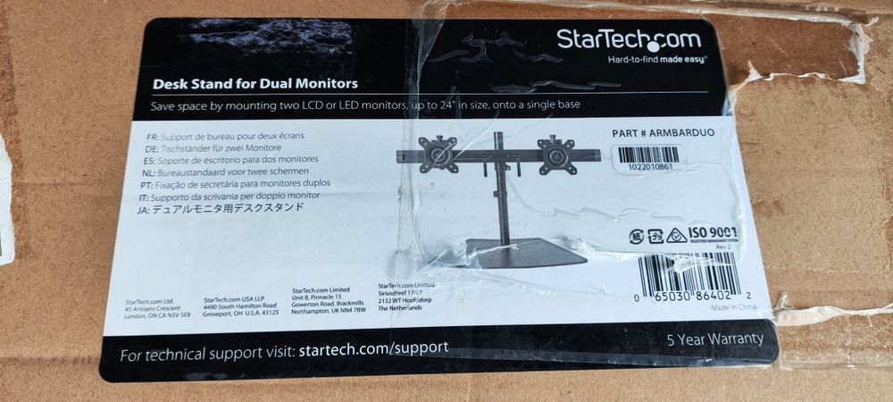 NOU Stand dual monitor sigilat Startech