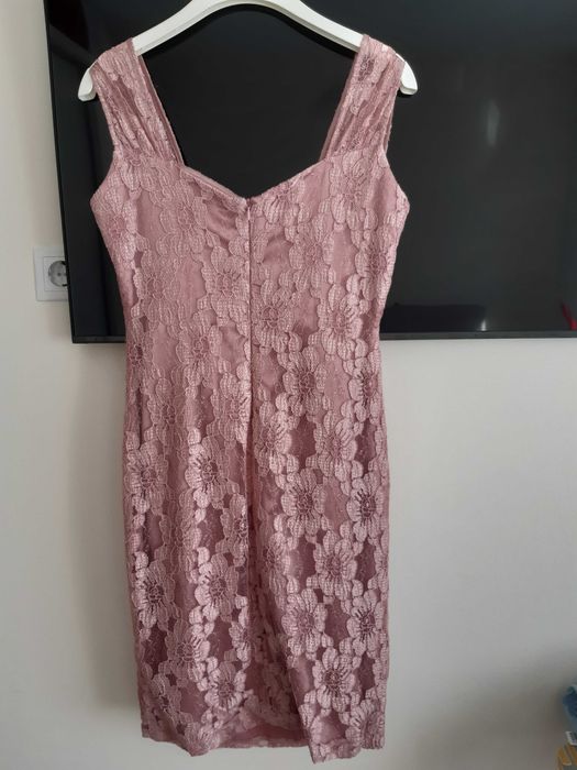 Rochie eleganta, roz pal, dantela