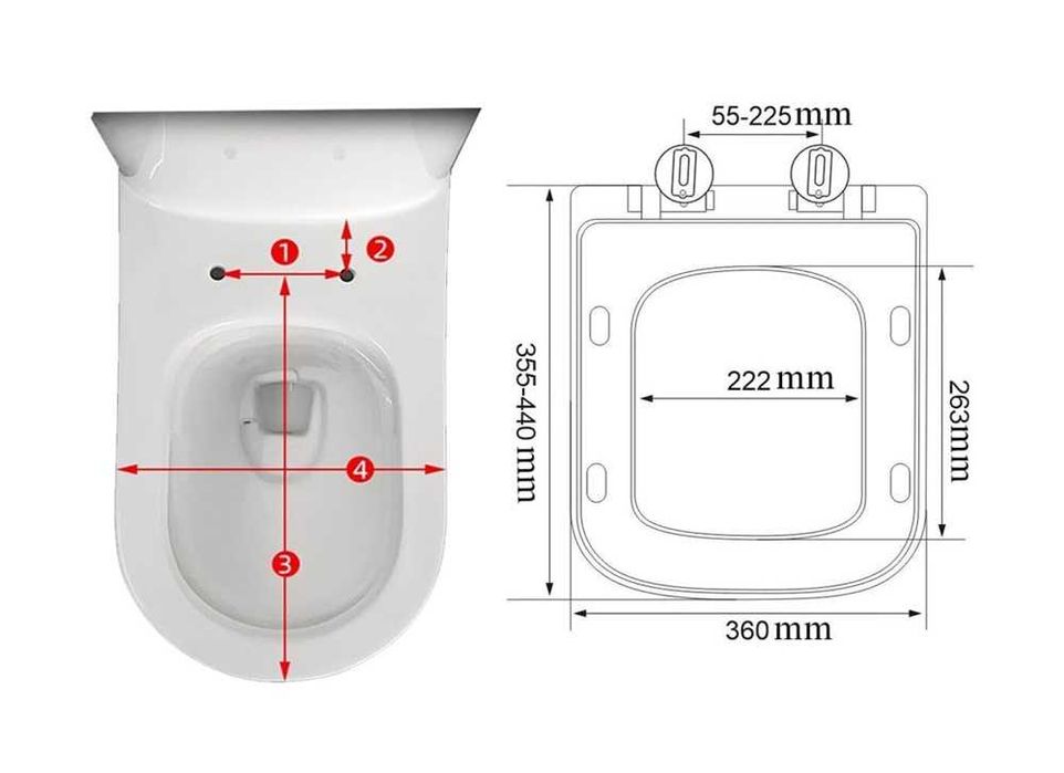 Capac patrat de toaleta cu inchidere lenta Vivo, alb WTS-091 Resigilat