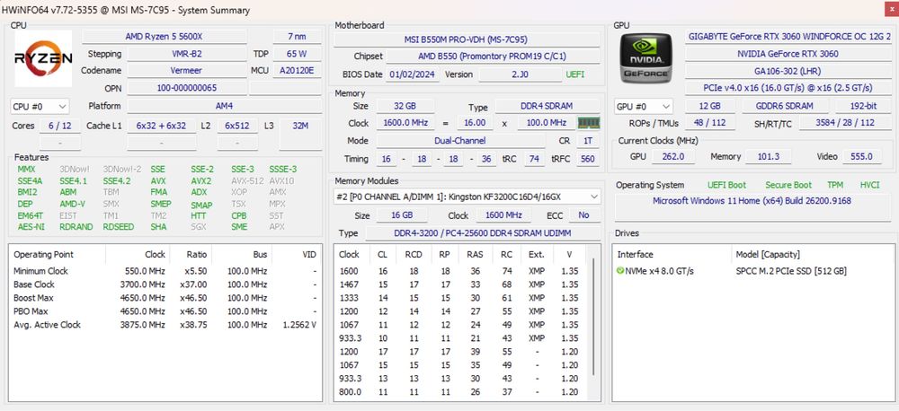 Vand pc de gaming Ryzen 5 5600X | RTX 3060 12gb