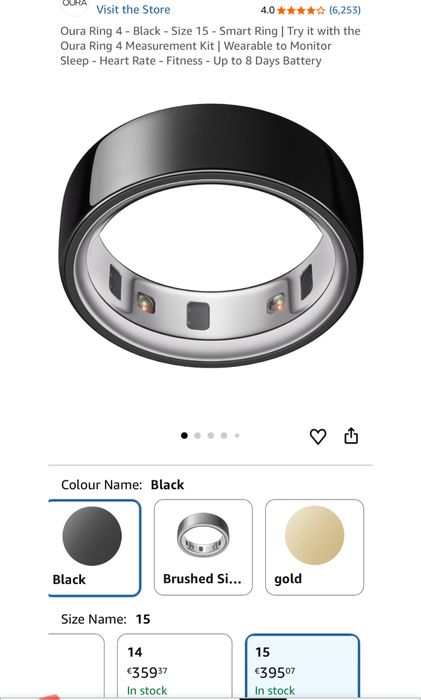 Oura Ring 4 - Black/Noir, marimea 15, sigilat, transport inclus