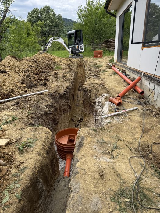 Услуги  с малък багер( Мини багер) 2.6т. Тристранен самосвал 3.5т.