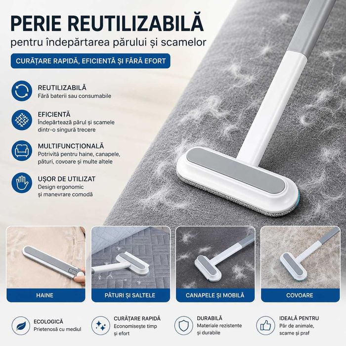 Perie Reutilizabila pentru Par de Animale si Scame, Haine, Canapele