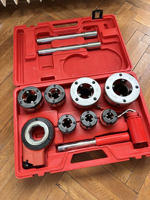 Trusă filieră manuală (clupă) țevi, set complet cu clichet