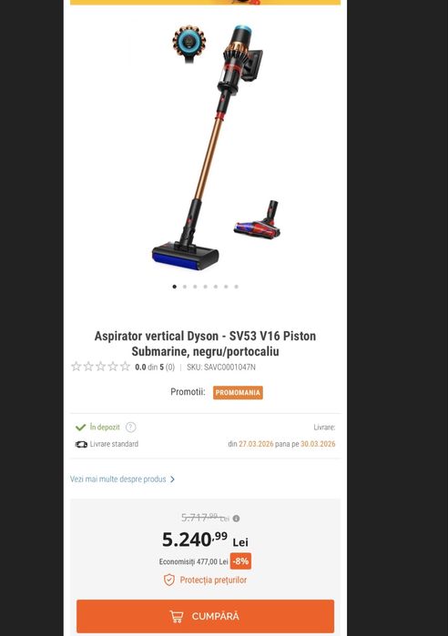 Aspirator vertical Dyson v16 nou, nefolosit , ultimul model 2026