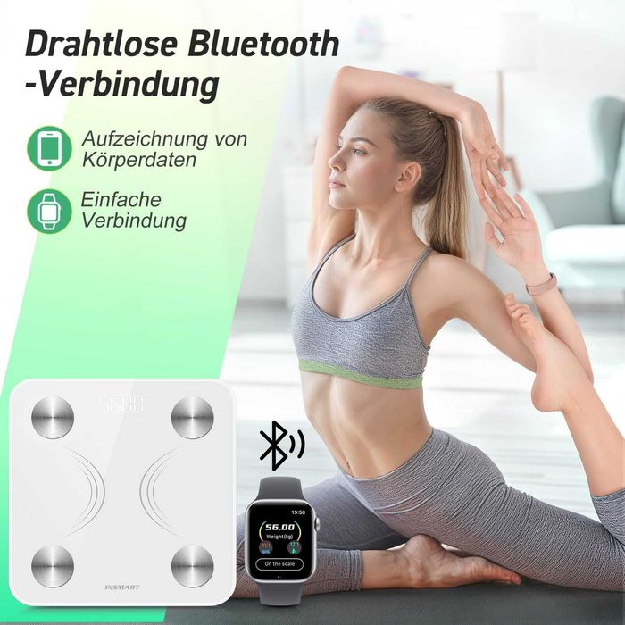 ПРОМО Нова Везна Bluetooth Кантар Анализатор Телесни Мазнини INSMART