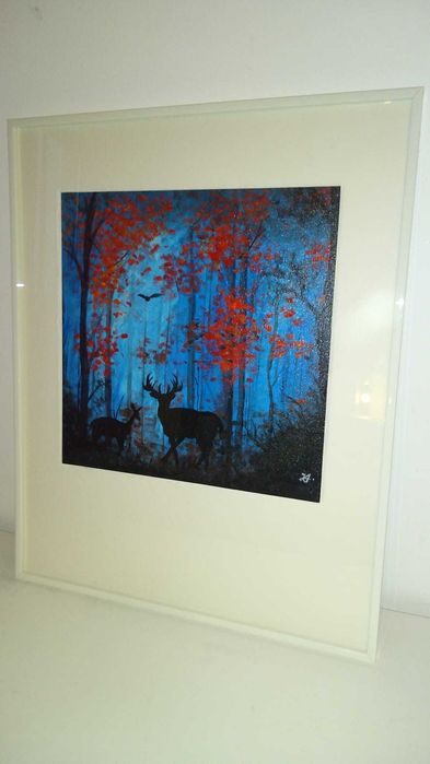 Tabloul pictat manual acrilic "The Grace of the Tropical Sunset38x45cm