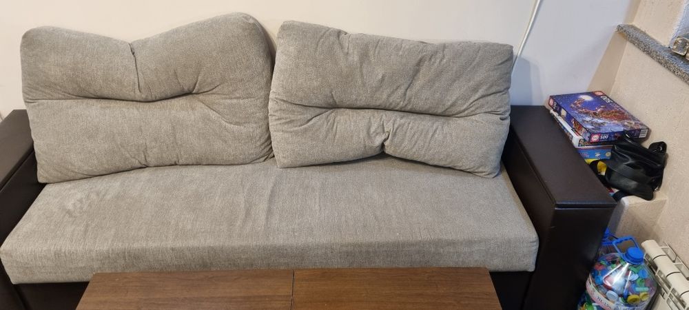 Диван кожа + плат