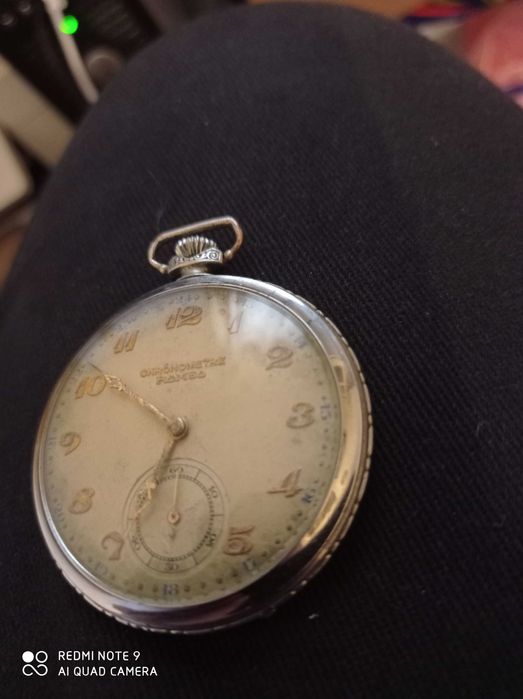 Оригинален джобен часовник - CHRONOMETRE  ROMEO SWISS със златни циф !