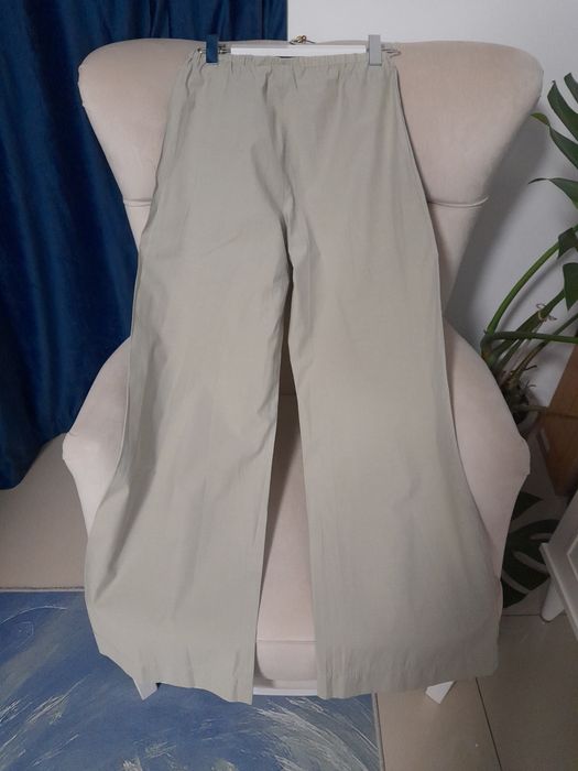 Pantaloni Massimo Dutti din bumbac wide leg verde pastel marimea XZ