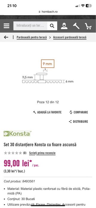 Cleme deck terasa / distantiere ascunse