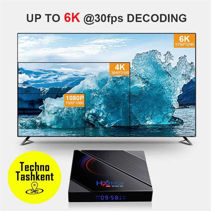 Tvbox H96 Max 4/32 6K +Proshivka Polniy Komplekt (Dostavka Bor)