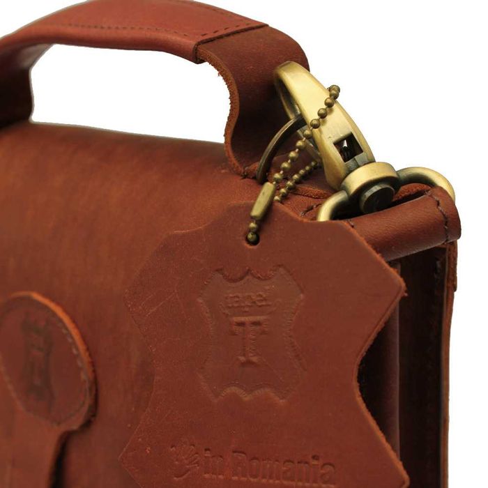 Servieta Tapel 2 cu un buzunar, piele neagra