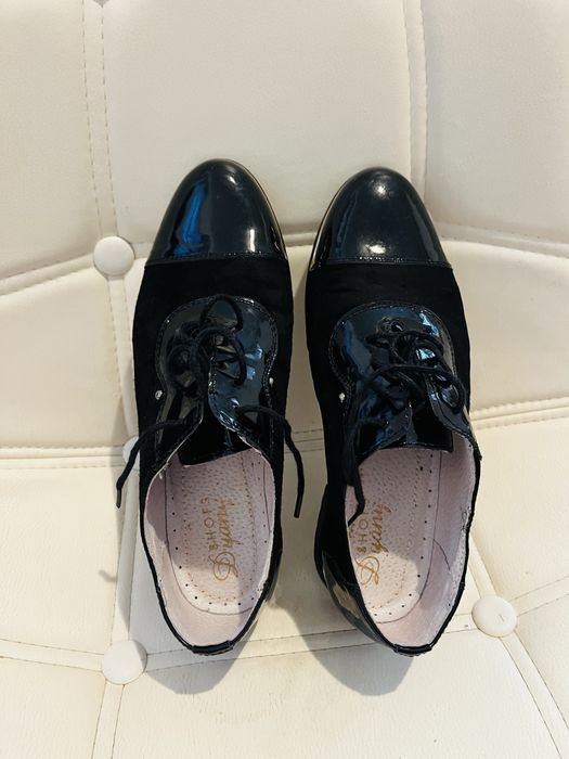 Pantofi casual dama piele negru/burgundy M 36