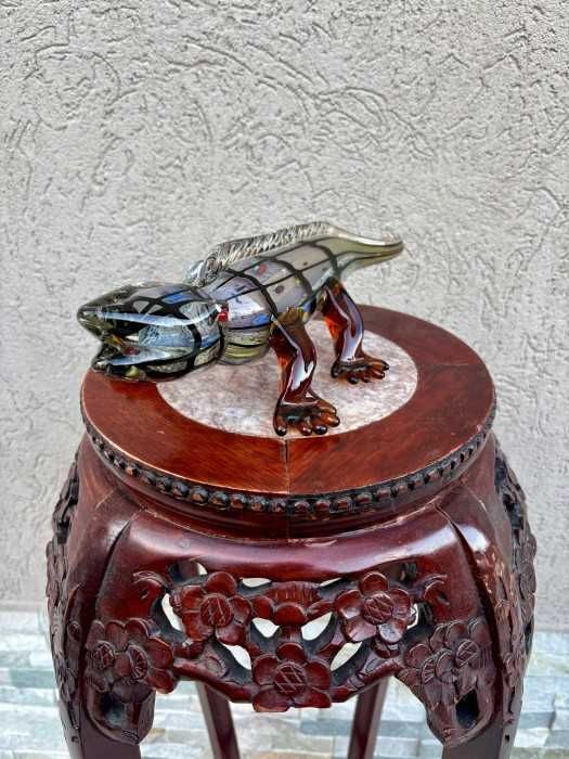 Fascinanta sculptura Murano-soparla Gecko-design captivant-cromatica translucida-34x16,5 cm-Italia