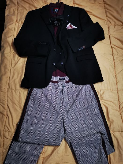 Мъжки спортно-елегантен костюм Luisero Blazer Сако,Елек,Риза,Панталон
