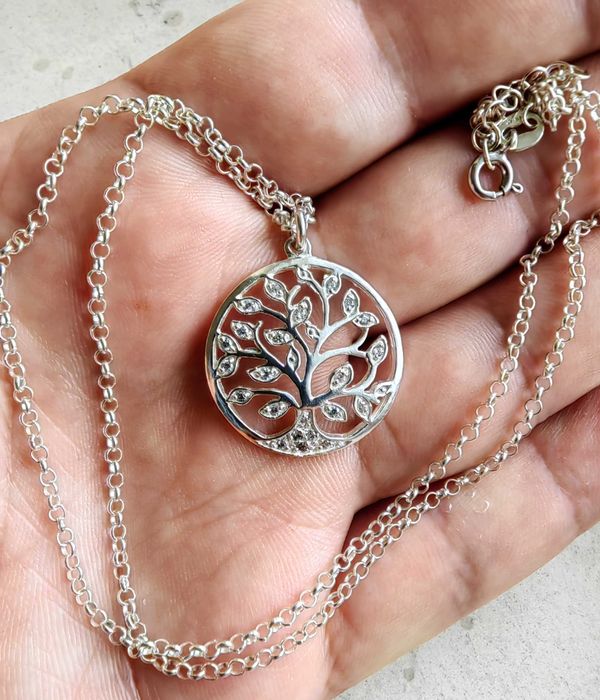 Дървото на живота, сребърно колие, подарък за близък човек, сребро 925