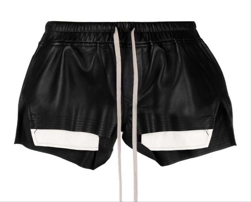 Rick Owens Leather Cut out shorts black
