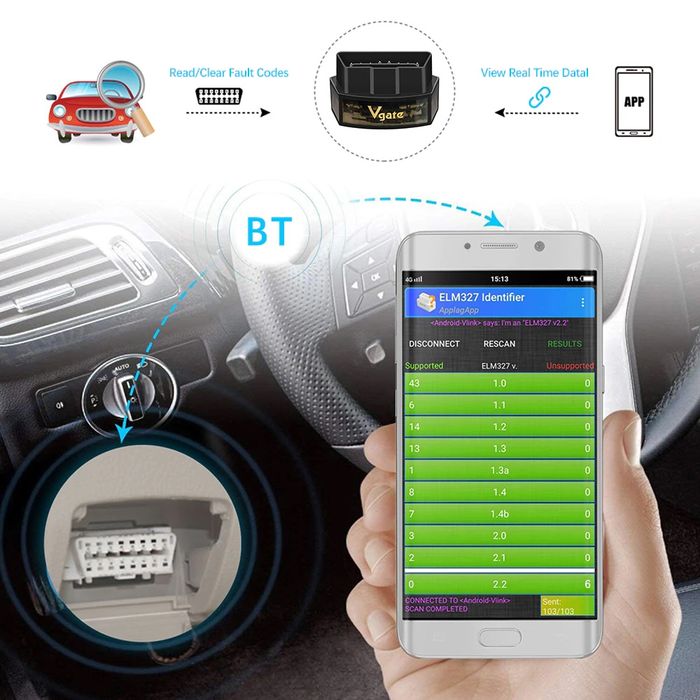Diagnoza Auto Vgate iCar Pro, Bluetooth 3.0, Android, Multimarca, OBD2