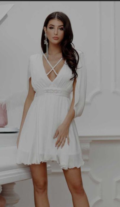 Rochie alba ocazie voal