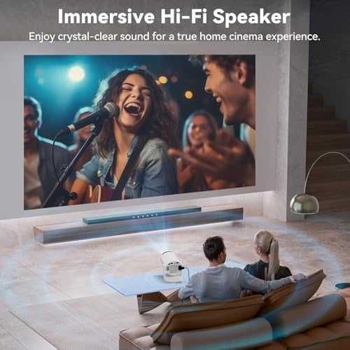 Нов Преносим мини проектор 1080P поддръжка на 4K, WiFi6, Bluetooth 5.0