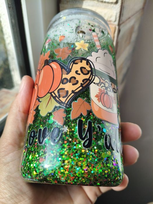 Pahar sclipici temă Toamnă