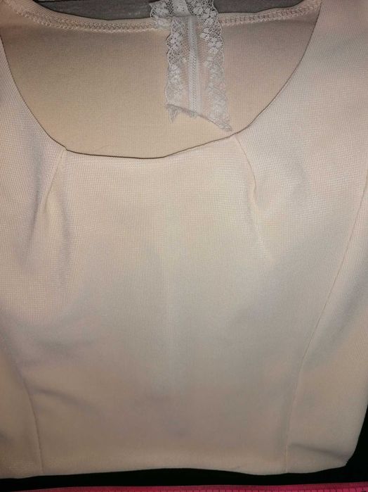 Елегантна Рокля черно и екрю  S (38)