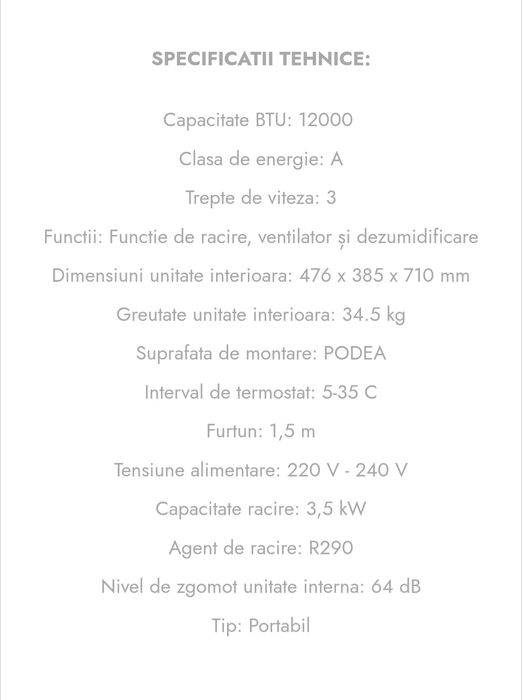 Vând aparat aer condiționat portabil AEG.Nou.