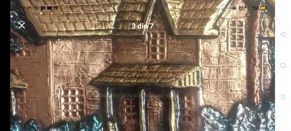 Tablou  lucrat manual din foaie  de cupru