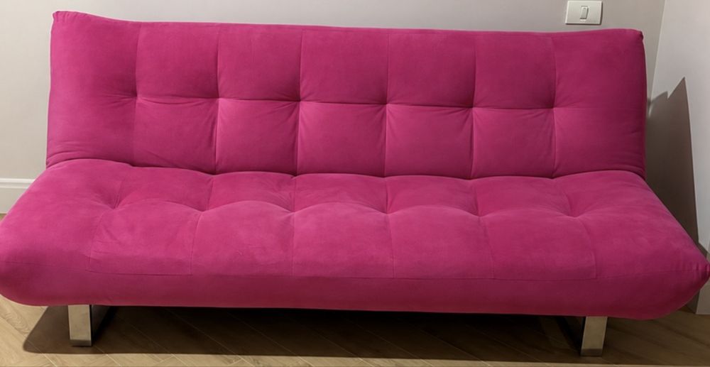 Canapea extensibilă fucsia – design modern, 2 locuri