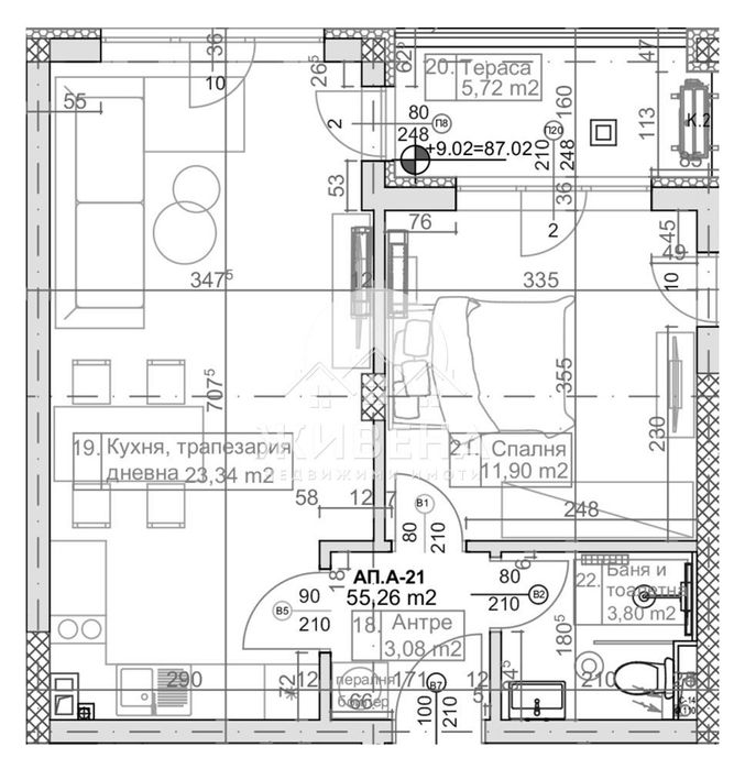 2-стаен апартамент, м-т Манастирски рид, 67 кв.м, в строеж